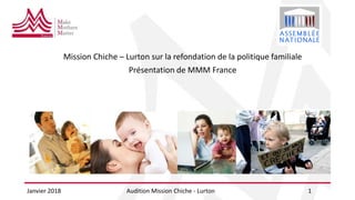 Mission Chiche – Lurton sur la refondation de la politique familiale
Présentation de MMM France
Janvier 2018 Audition Mission Chiche - Lurton 1
 