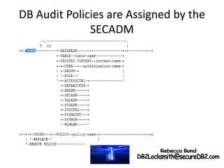 DB Audit Policies are Assigned by the
SECADM
 