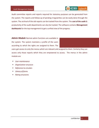 IDBI Intech - Audit Management Solution | PDF