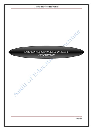 Audit of Educational Institutions

Chapter No: 4 Sources of Income &
Expenditure

Page 16

 