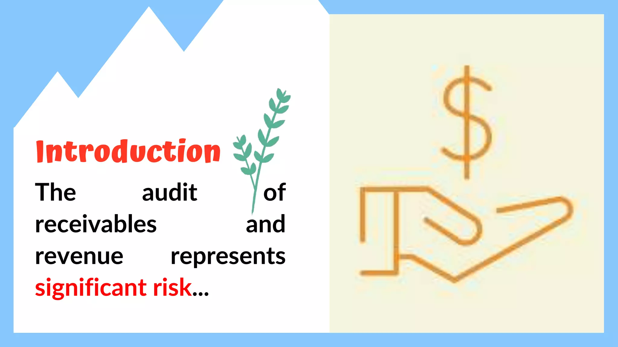 Introduction
The audit of
receivables and
revenue represents
significant risk...
 