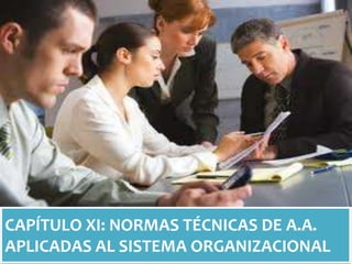 CAPÍTULO XI: NORMAS TÉCNICAS DE A.A.
APLICADAS AL SISTEMA ORGANIZACIONAL

 