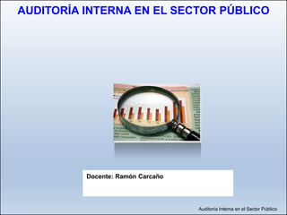 Auditoría Interna en el Sector Público
Docente: Ramón Carcaño
2013
AUDITORÍA INTERNA EN EL SECTOR PÚBLICO
Docente: Ramón Carcaño
 