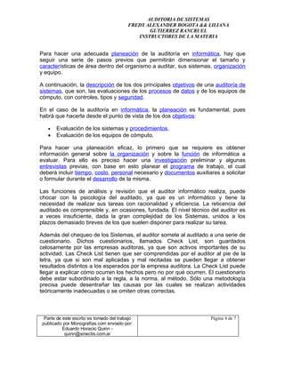 Auditoria De Sistemas Introduccion