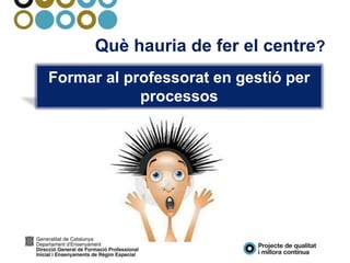 Què hauria de fer el centre?
Formar al professorat en gestió per
processos
 