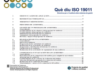 Què diu ISO 19011
Directrius per a l’auditoria dels sistemes de gestió
 