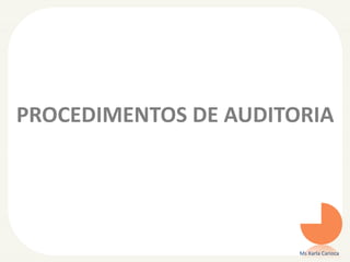 PROCEDIMENTOS DE AUDITORIA
Ms Karla Carioca
 