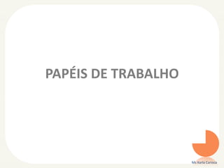 PAPÉIS DE TRABALHO
Ms Karla Carioca
 