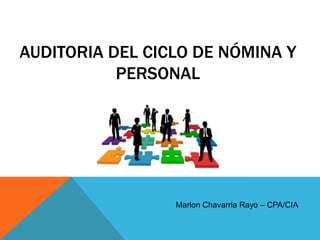 AUDITORIA DEL CICLO DE NÓMINA Y
PERSONAL
Marlon Chavarria Rayo – CPA/CIA
 
