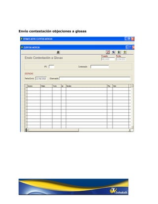 Envío contestación objeciones a glosas
 