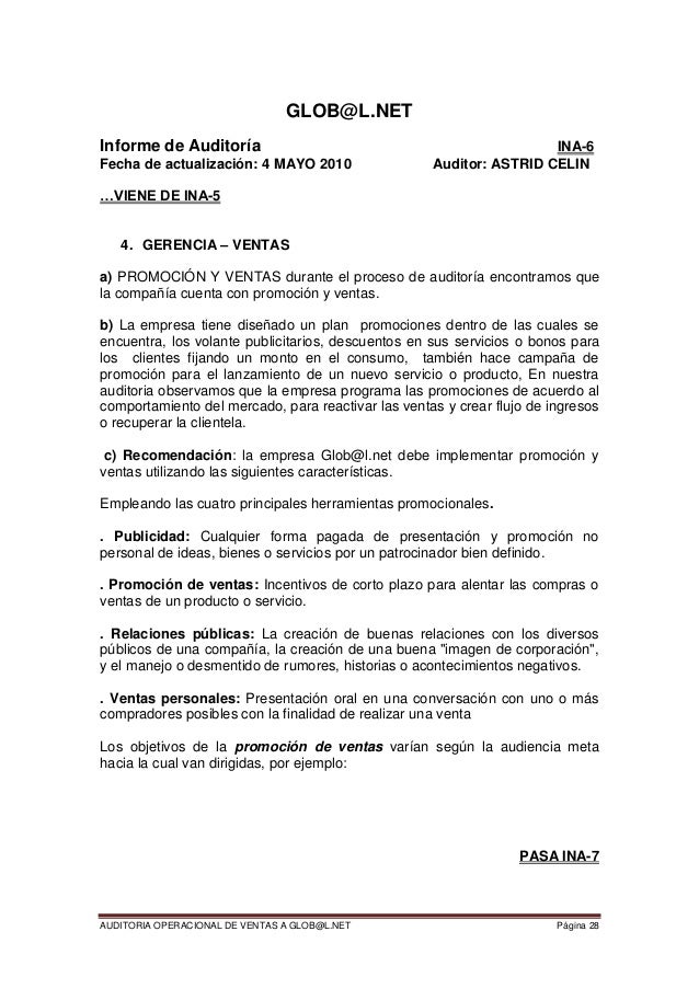 formato de informe de ventas