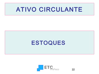 ATIVO CIRCULANTE

ESTOQUES

22

 