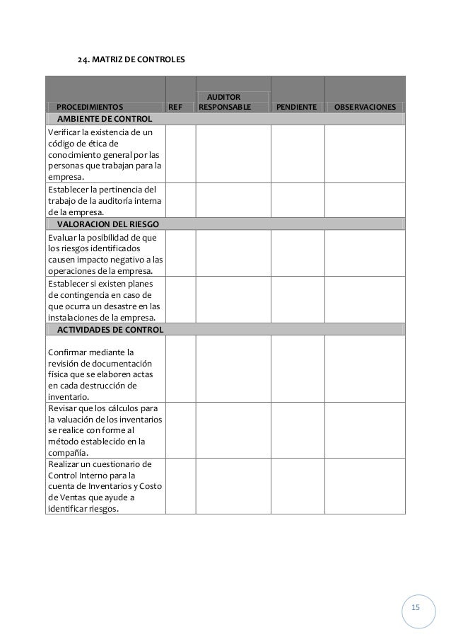 Auditoria en el ciclo de inventario y almacenaje