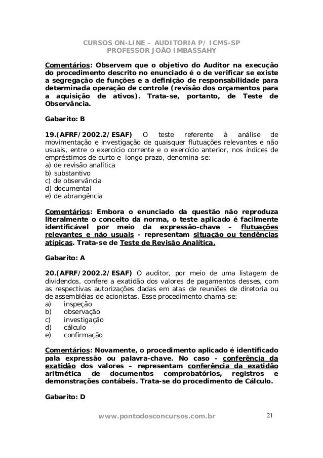 Revisao analitica auditoria