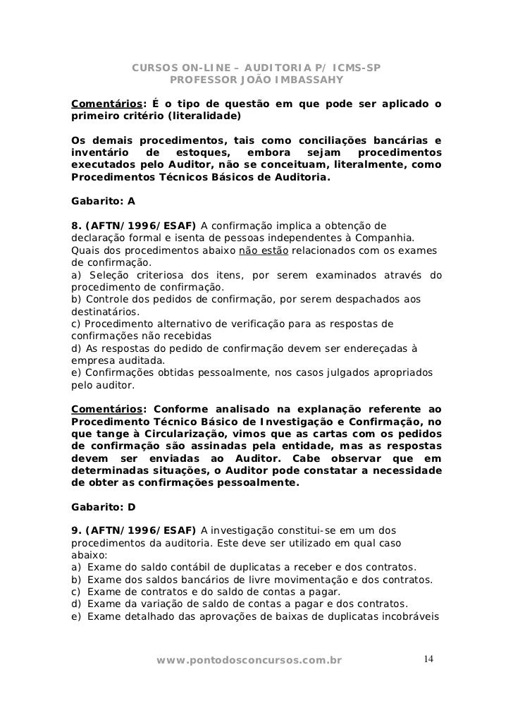Revisao analitica auditoria