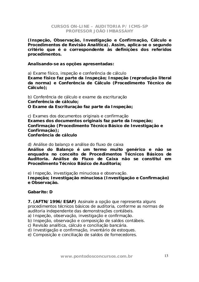 Revisao analitica auditoria