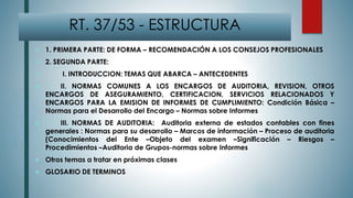 Auditoria II clase Unidad I y II y analisis RT 37 MODIF RT 53 2022 ...
