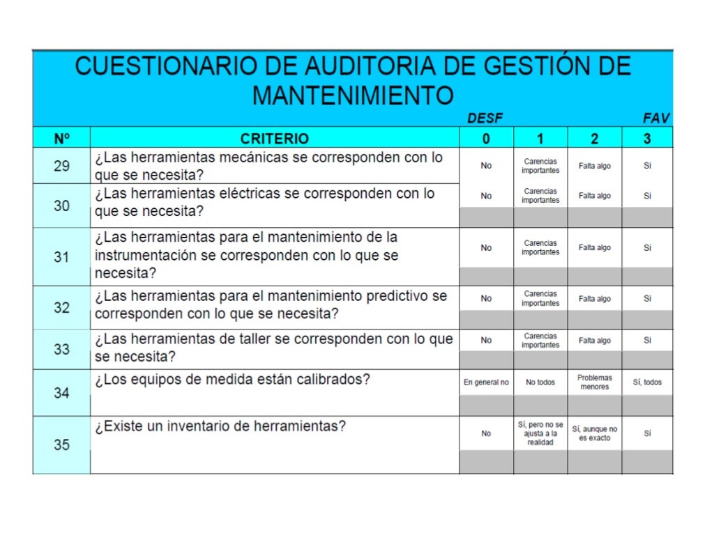 AUDITORÌAS DE MANTENIMIENTO