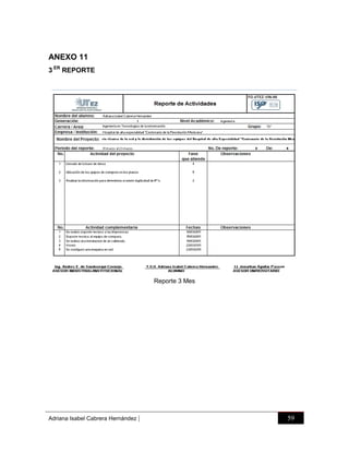ANEXO 11
3 ER REPORTE

Reporte 3 Mes

Adriana Isabel Cabrera Hernández

|

59

 