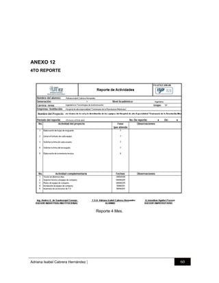 ANEXO 12
4TO REPORTE

Reporte 4 Mes.

Adriana Isabel Cabrera Hernández

|

60

 