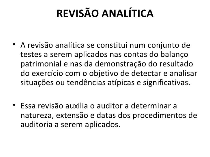 Revisao analitica auditoria