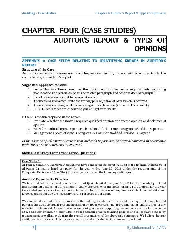 Auditor S Report And Types Of Opinions