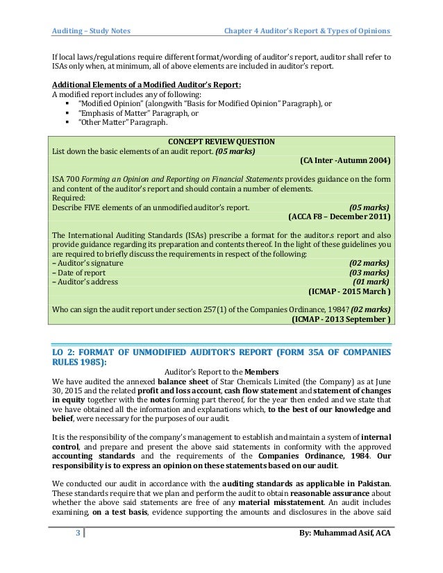 Auditor S Report And Types Of Opinions