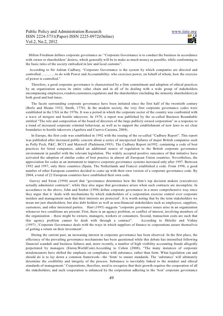 Doctoral thesis on corporate governance