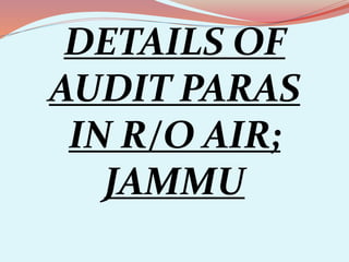 DETAILS OF
AUDIT PARAS
IN R/O AIR;
JAMMU
 