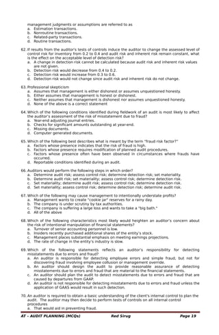 audit planning (auditing theory - red sirug) | PDF