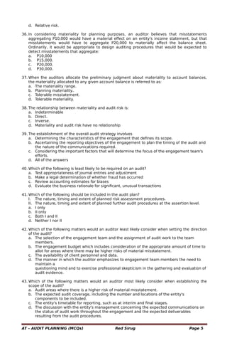 audit planning (auditing theory - red sirug) | PDF
