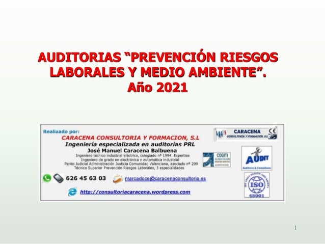 AUDITORIAS “PREVENCIÓN RIESGOS
LABORALES Y MEDIO AMBIENTE”.
Año 2021
1
 