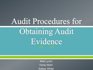 Audit Procedures for Obtaining Audit Evidence Matt Lynch Hanjo Mohr Kelsey White 