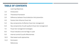 Comprehensive Strategies for Audit Quality and Fraud Risk Management | PDF
