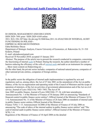 Audit Report And Internal Control Evaluation | PDF