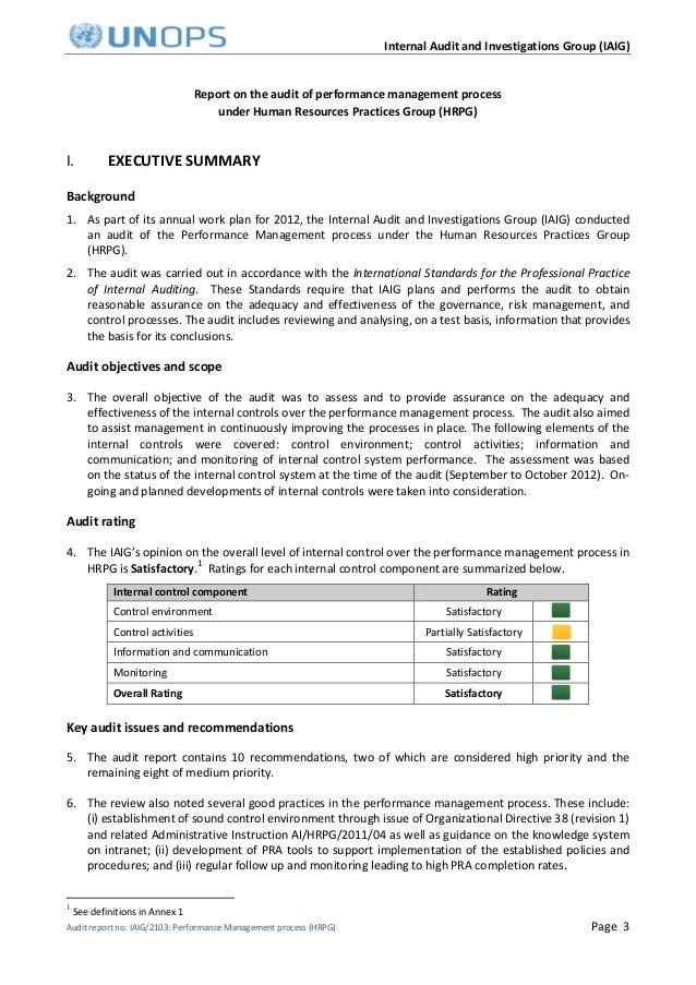 Audit Report On Audit Cycle Performance