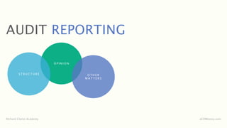 AUDIT REPORTING

                         OPINION


        STRUCTURE                   OTHER
                                   MATTERS




Richard Clarke Academy                       aCOWtancy.com
 
