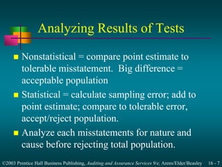 Audit sampling for tests of details of balances | PPT