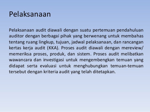 Audit sistem kepastian kualitas (bab 8), Audit Kinerja 