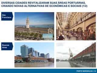 DIVERSAS CIDADES REVITALIZARAM SUAS ÁREAS PORTUÁRIAS,
CRIANDO NOVAS ALTERNATIVAS DE ECONÔMICAS E SOCIAIS (1/2)


São
Francisco




Buenos
Aires




                                                PORTO MARAVILHA | 14
 
