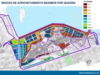 IAT MÁXIMO
ÍNDICES DE APROVEITAMENTO MÁXIMOS POR QUADRA
                                                        IATs




                                               PORTO MARAVILHA | 48
 