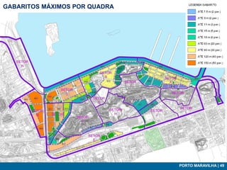 GABARITOS MÁXIMOS POR QUADRA
                                       IATs




                               PORTO MARAVILHA | 49
 