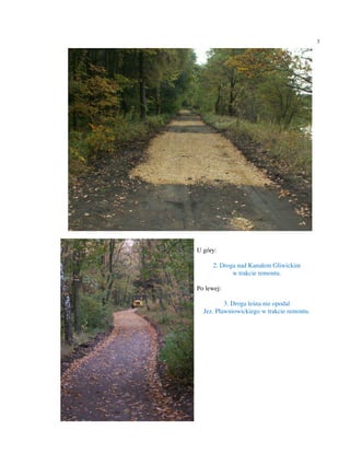 3




U góry:

      2. Droga nad Kanałem Gliwickim
             w trakcie remontu.

Po lewej:

          3. Droga leśna nie opodal
  Jez. Pławniowickiego w trakcie remontu.
 
