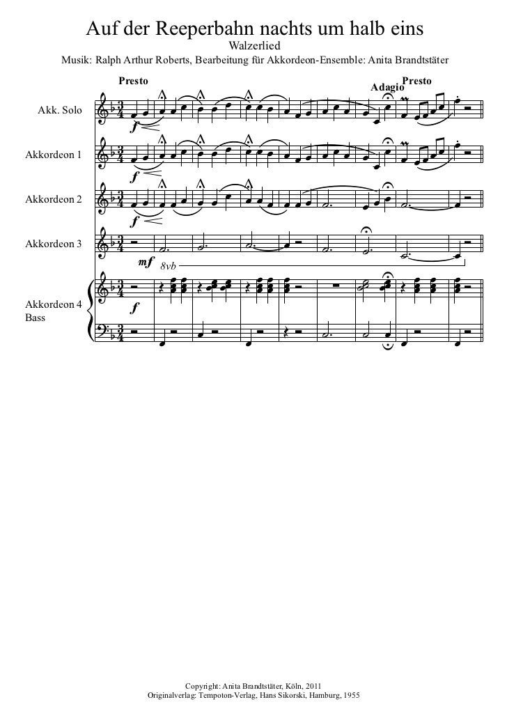 Auf der Reeperbahn nachts um halb eins AkkOrch Chor Auf der Reeperbahn nachts um halb eins AkkOrch Chor