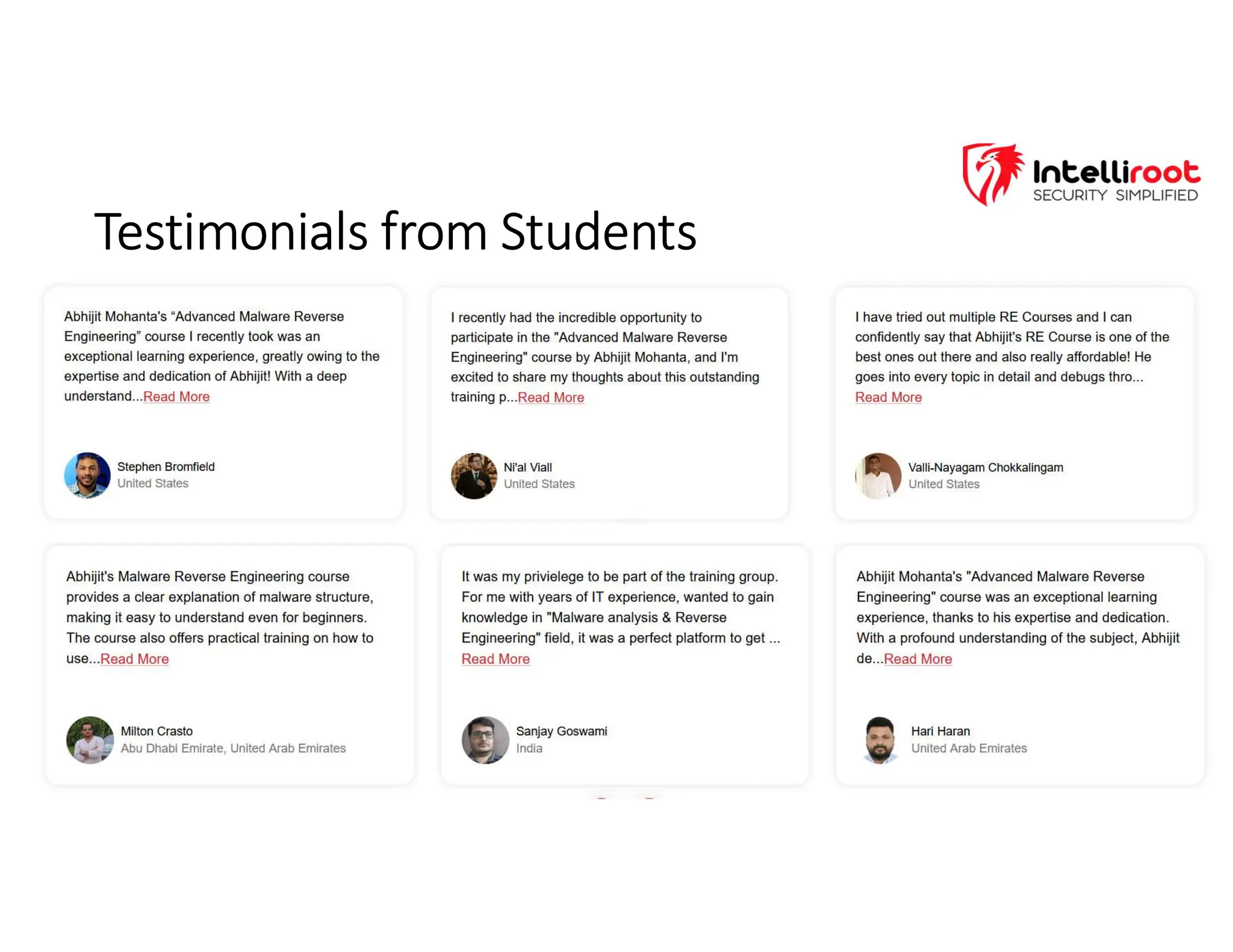 Testimonials from Students
Testimonials from Students
 