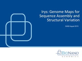GIAB August 2015
Irys: Genome Maps for
Sequence Assembly and
Structural Variation
 