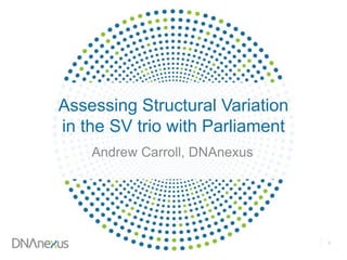 Andrew Carroll, DNAnexus
Assessing Structural Variation
in the SV trio with Parliament
1
 