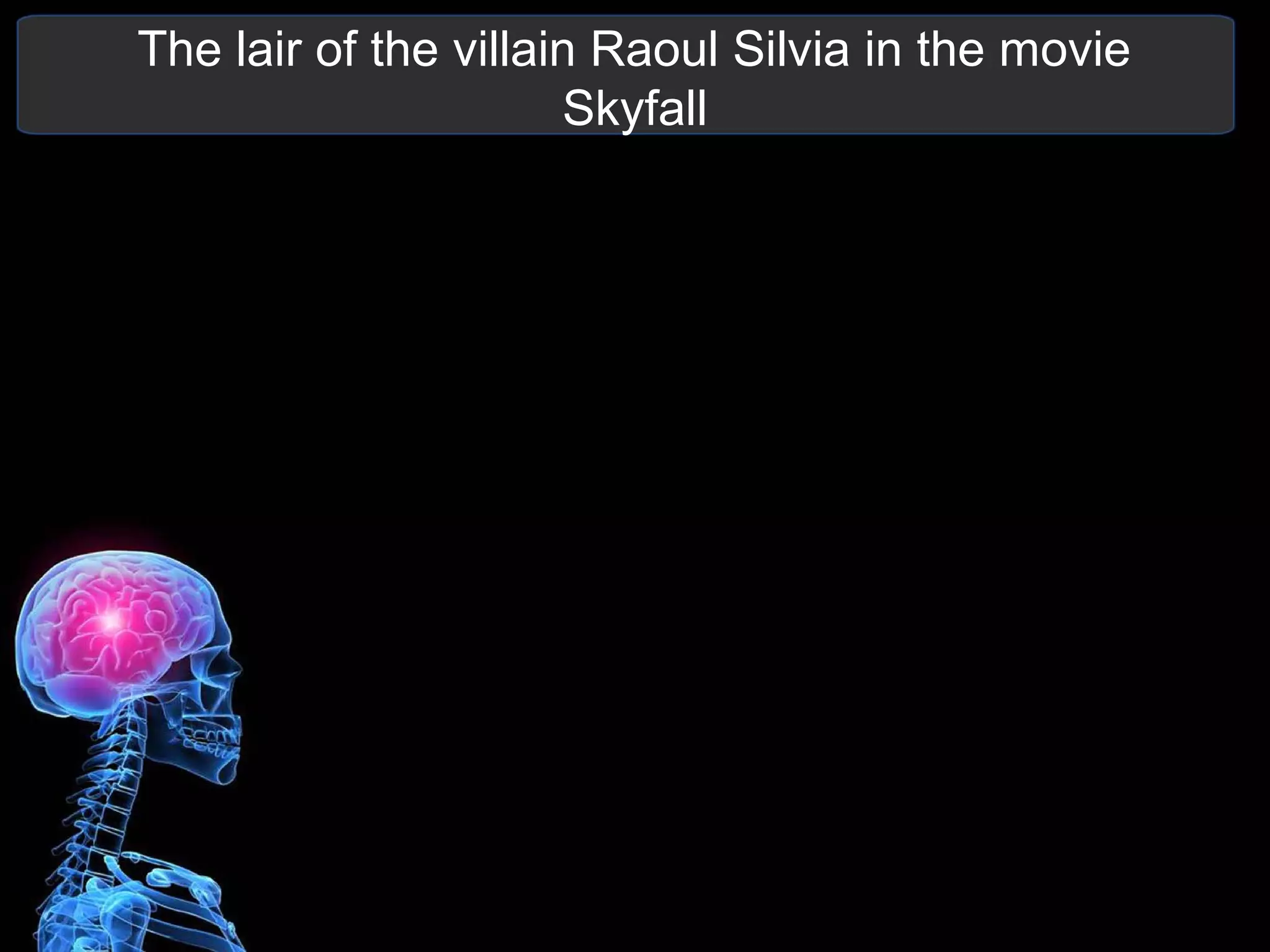 The lair of the villain Raoul Silvia in the movie
Skyfall
 