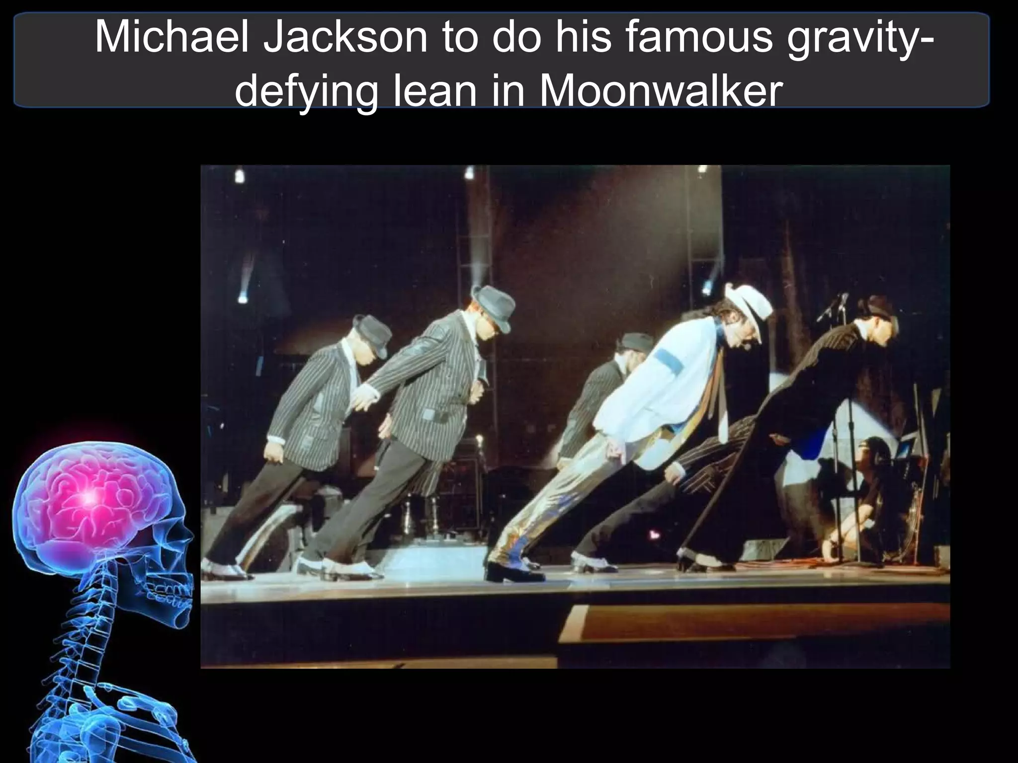 Michael Jackson to do his famous gravity-
defying lean in Moonwalker
 