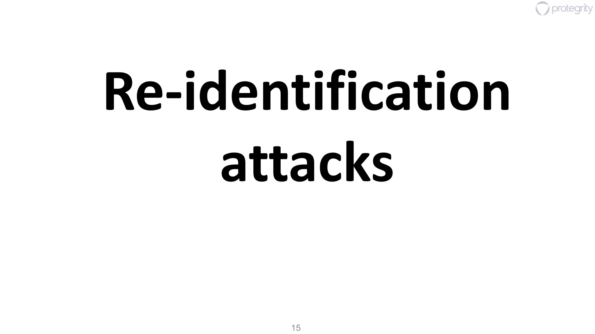 15
Re-identification
attacks
 